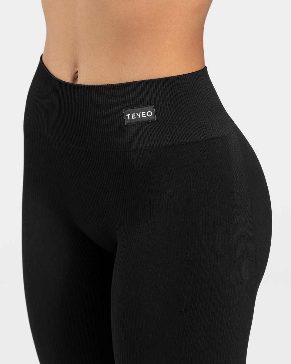 TEVEO Élégant Scrunch Leggings Noir | 70469ZTEB