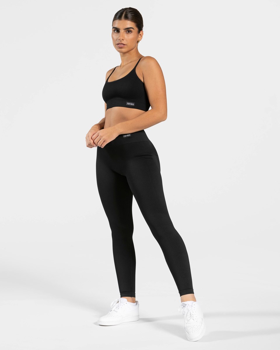 TEVEO Élégant Scrunch Leggings Noir | 70469ZTEB