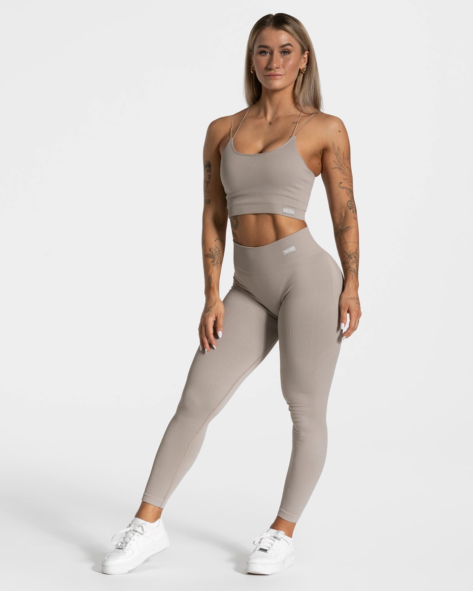 TEVEO Élégant Scrunch Leggings Stone | 65783DOEZ