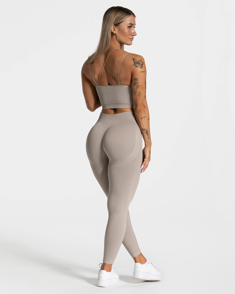 TEVEO Élégant Scrunch Leggings Stone | 65783DOEZ