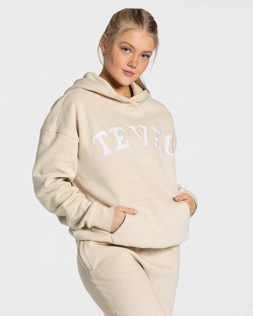 TEVEO College Oversized Hoodie Beige | 17842MTVQ