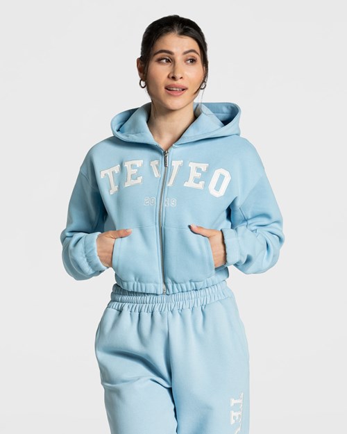 TEVEO College Zip Hoodie Bleu | 09674POZH