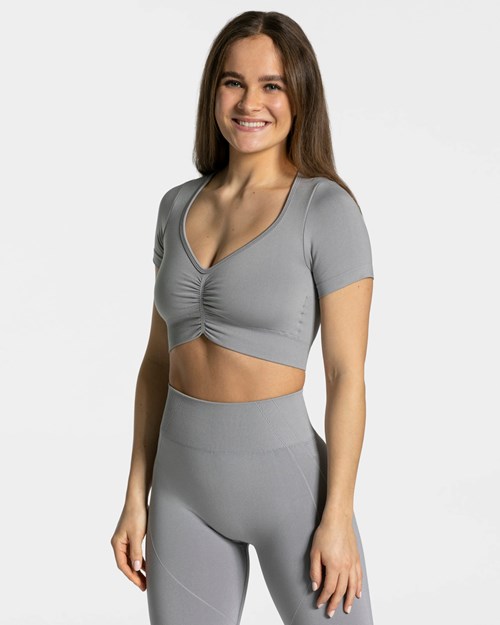 TEVEO Focus Crop Top Gray | 91438XZNW