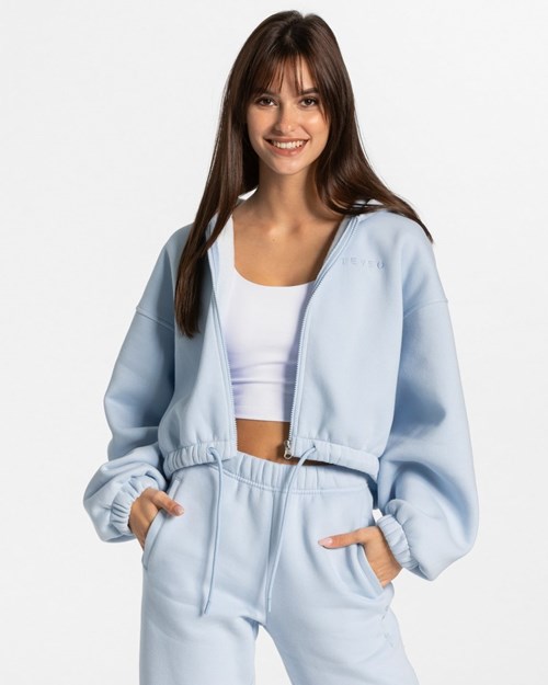 TEVEO Iconic Oversized Zip Hoodie Bleu | 67408BVXM