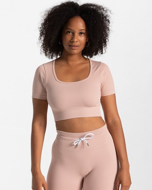 TEVEO Nervuré Crop Top Rose | 05736GCSU