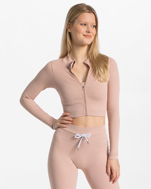 TEVEO Nervuré Zip Jackets Rose | 54687UEZB