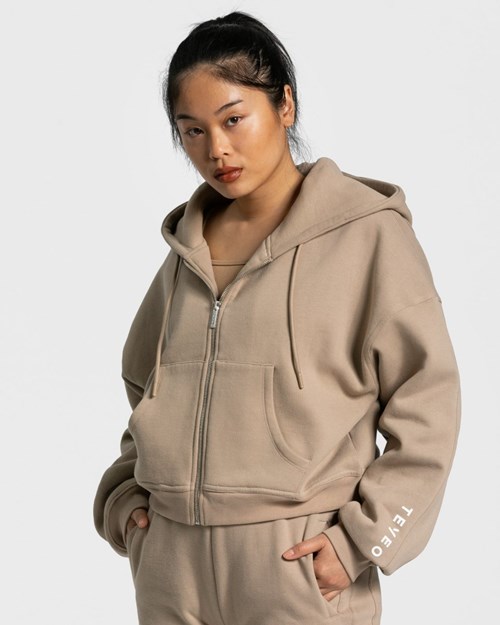 TEVEO Sassy Zip Hoodie Beige | 59063LDIP