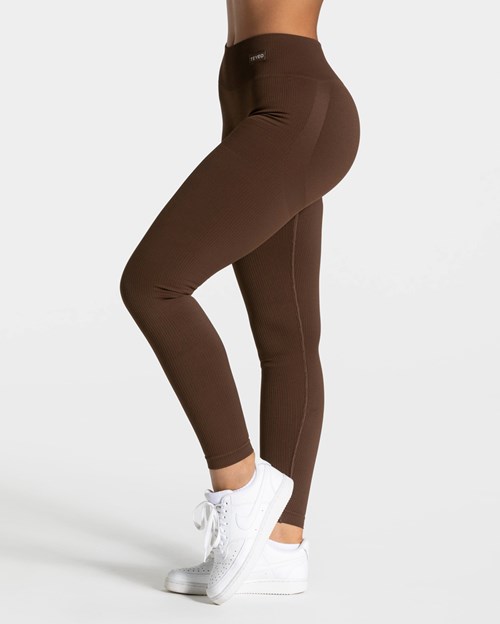 TEVEO Élégant Scrunch Leggings Marron Foncé | 97623UMXO